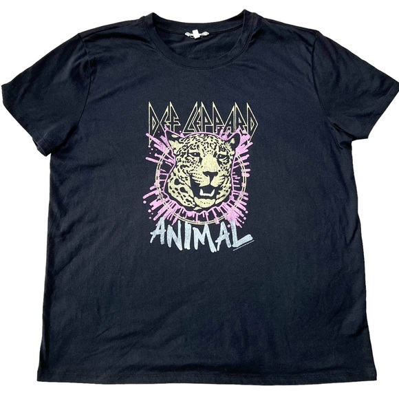 Maurices Def Leppard Animal SS Crewneck Graphic T-Shirt Black Women’s Sz XL - Picture 1 of 7